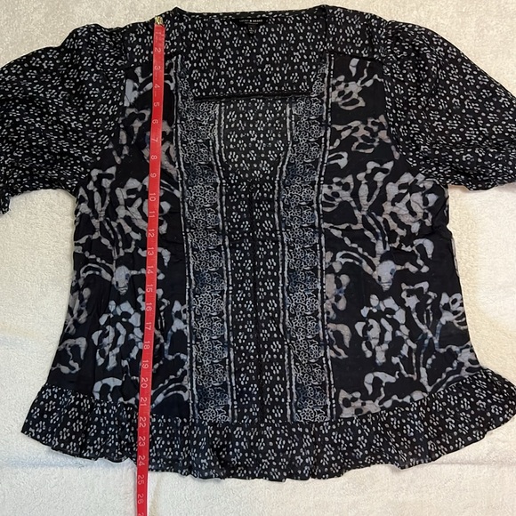 Lucky Brand Batik Inspired V-Neck Top, Navy-Mulit, L - Picture 8 of 8